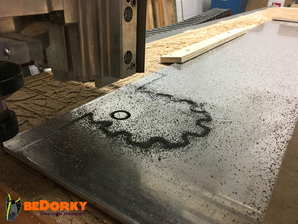 Milling Aluminum with our CNC to Make a Dorkbot Logo for Front of Dorkpod