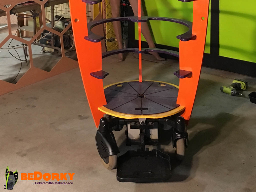 Dorkbot Lowered on Drivetrain and Bolted onto Drivetrain Chassis