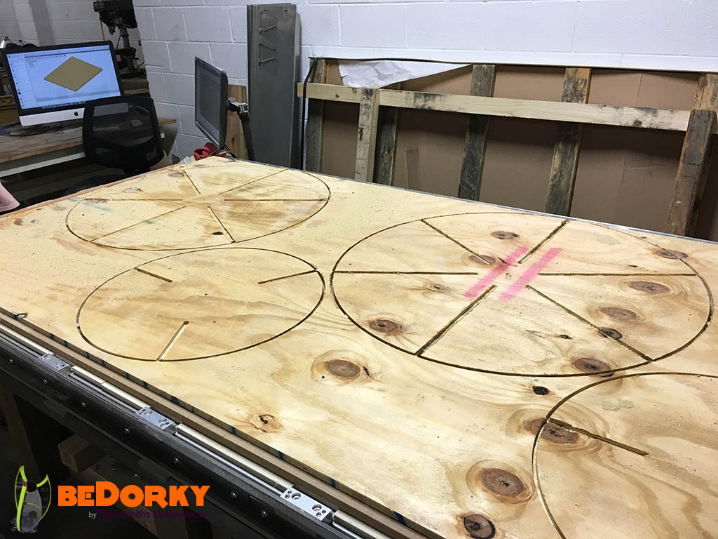 CNC Cutting of the Dorkpods and Dorkspheres Floors in Charlottesville Virginia